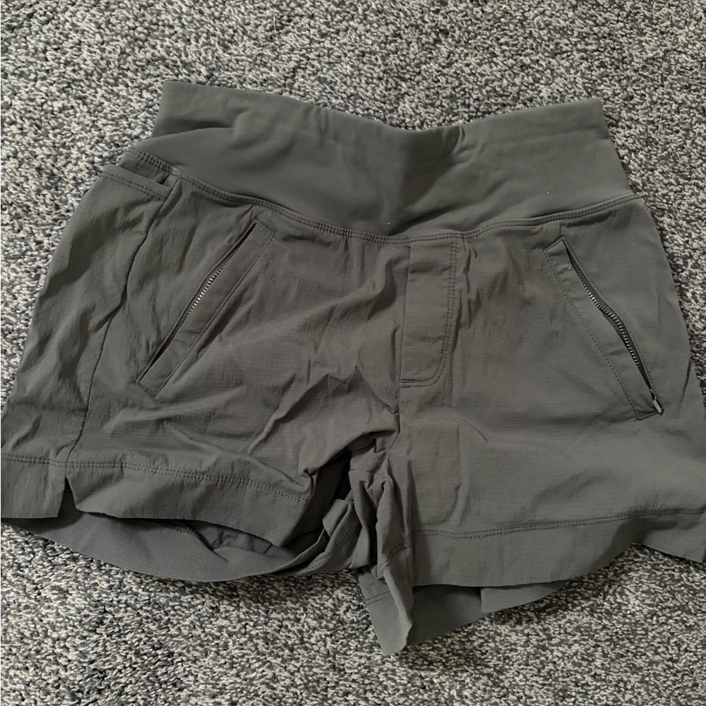 Athleta Women's High-Waist Performance Shorts - Charcoal Army green